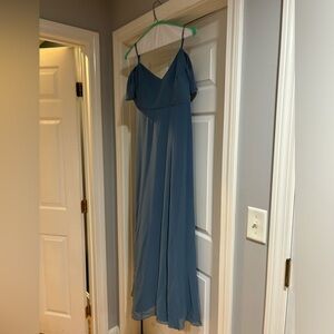 Dusty Blue (M) birdy grey bridesmaid dress (hemmed to fit 5’3 with 2 in heels)